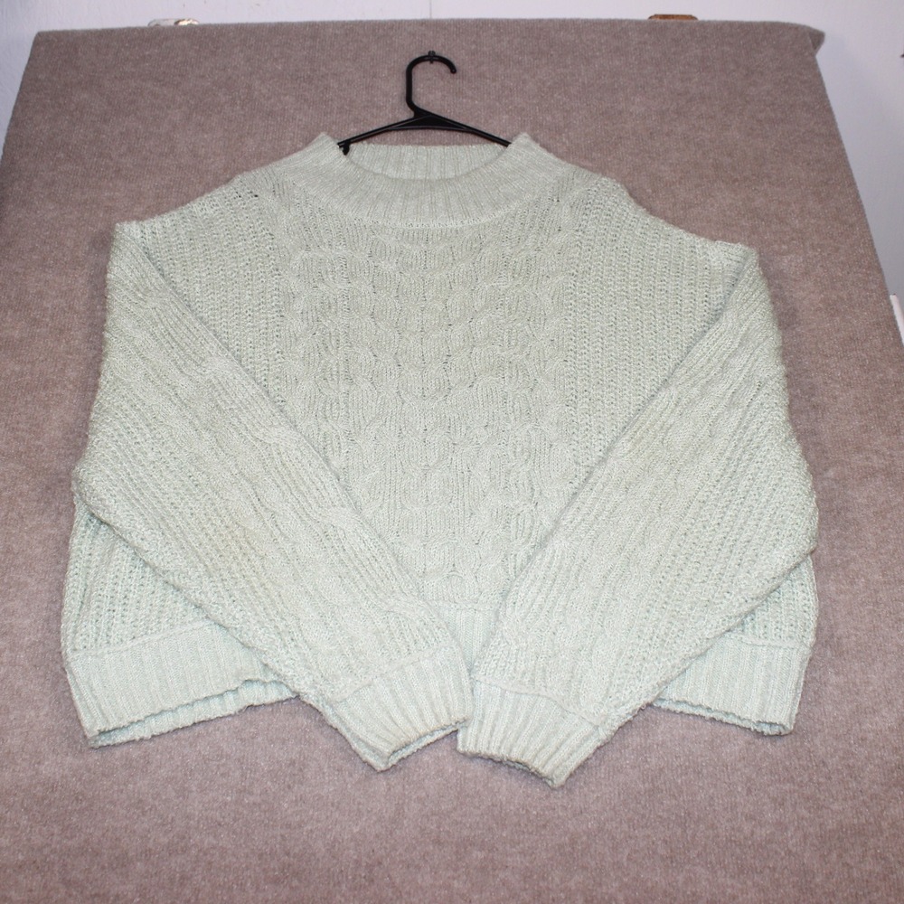HYFVE Mint Green Knit Sweater Womens Large FL20H295 Crew Neck Long Sleeve Top